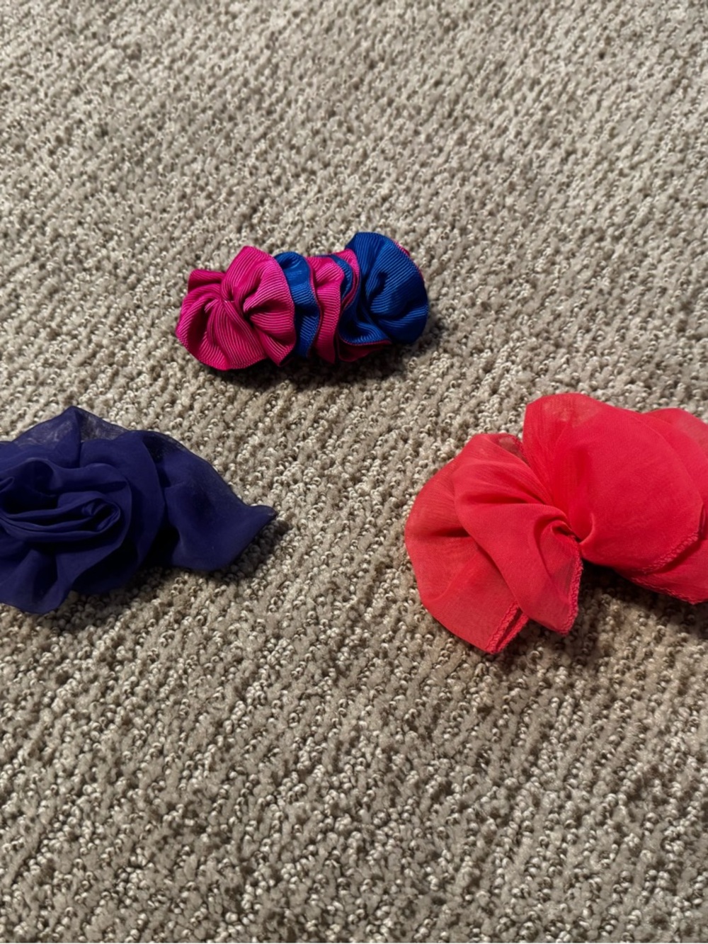 Kids Fabric Hair barrette Set - Blue, Pink, Red